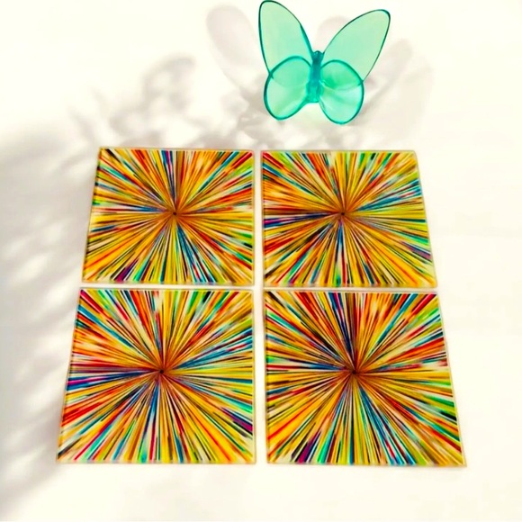 Colorful Starburst Coasters Set - Picture 2 of 2